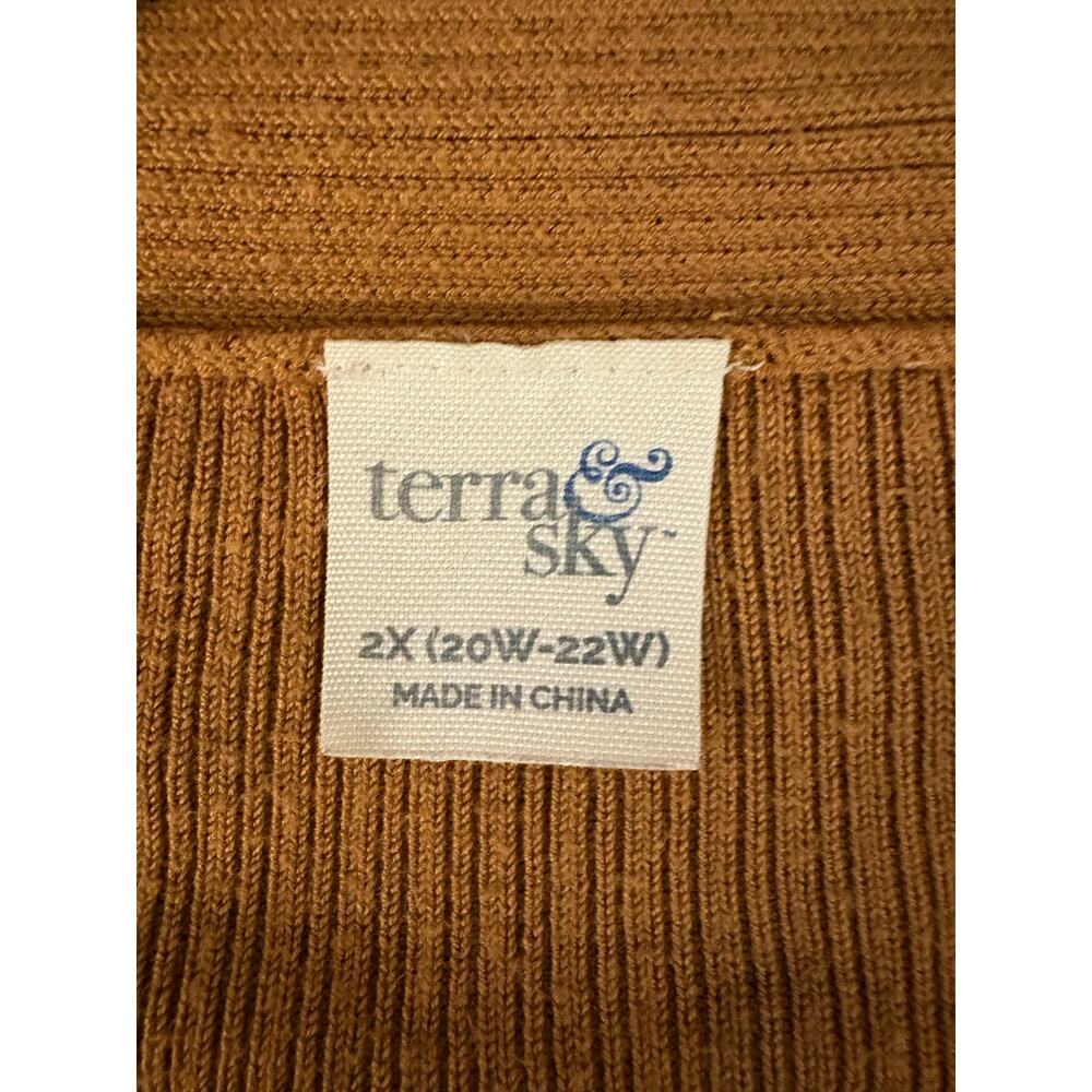 Leopard Print Cardigan Sweater Terra & Sky 2XL Light Tight Knit Long Sleeve - Picture 7 of 11